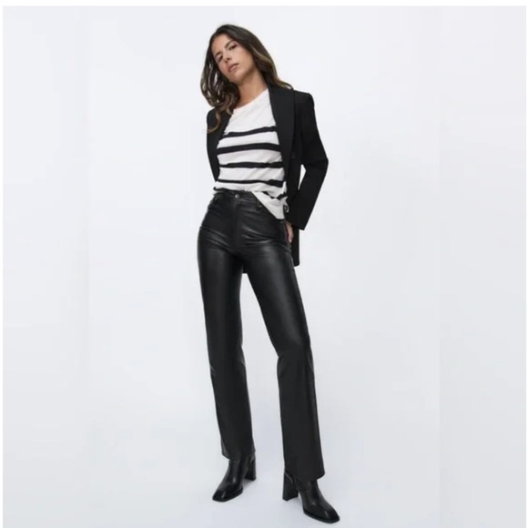 Zara Pants - NWT Zara 90’s Wide Leg Faux Leather Trouser